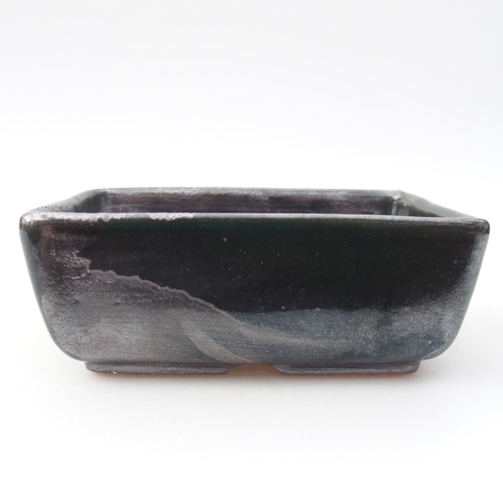 kerámia bonsai tál 12 x 8,5 x 4,5 cm, metál zöld