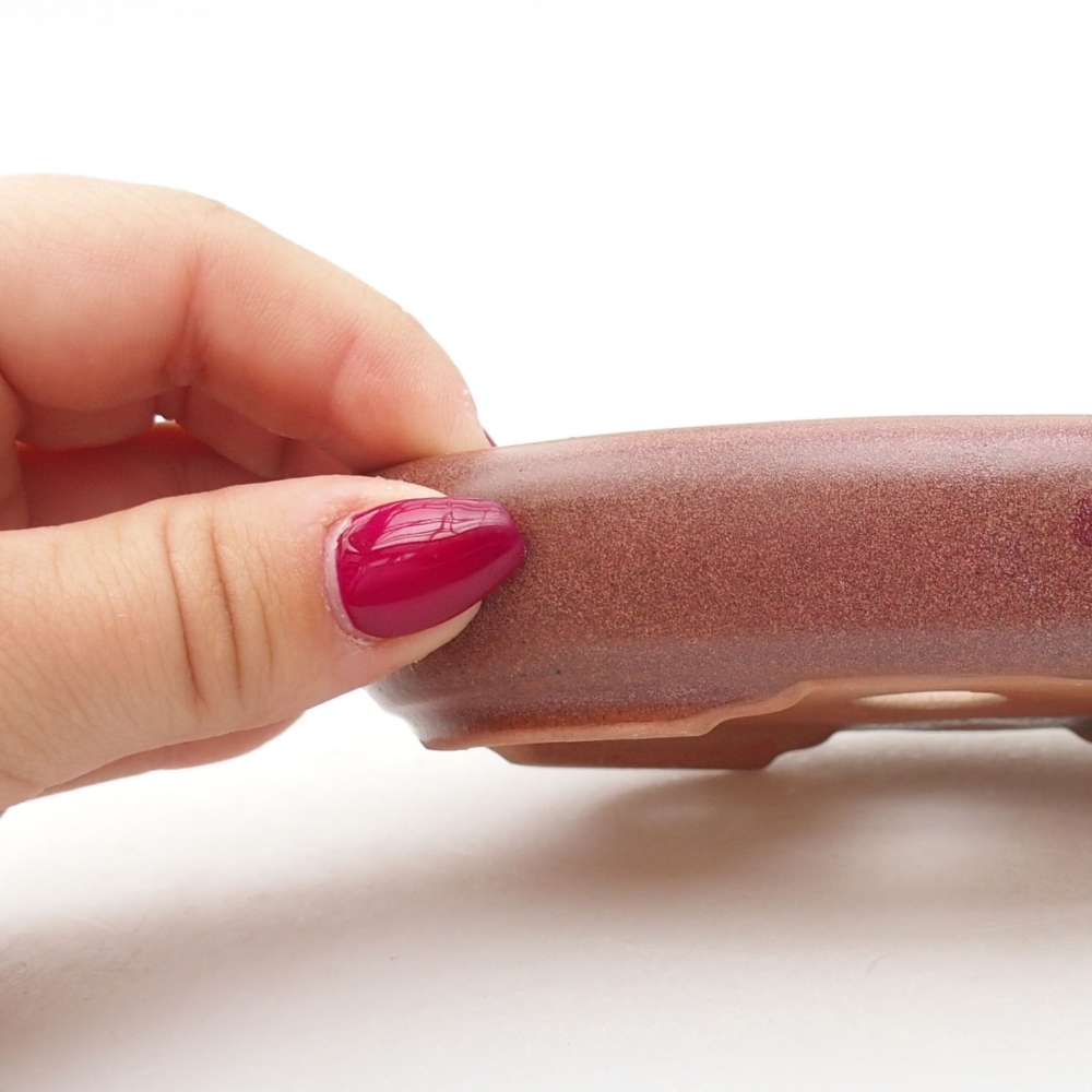 kerámia bonsai tál 13 x 10 x 2,5 cm, bordó színben