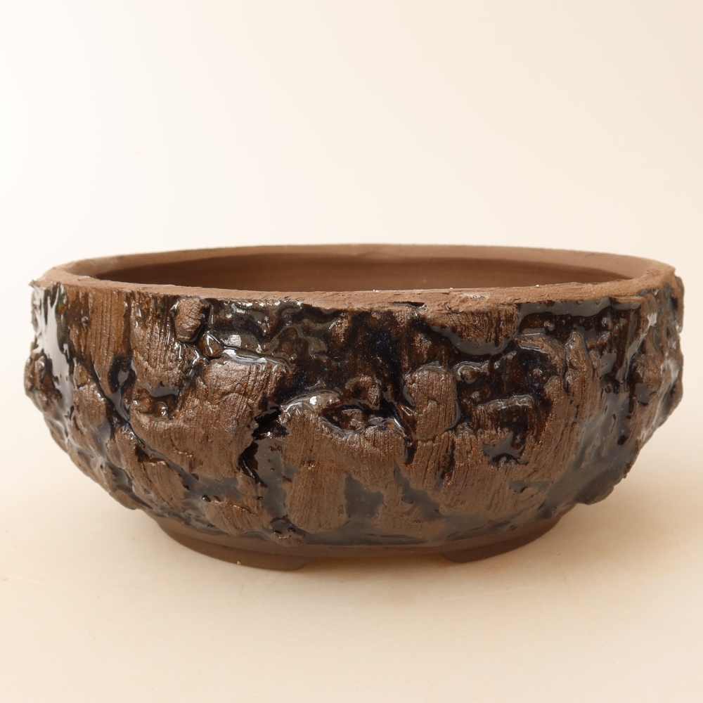 Kerámia bonsai tál, 16 x 16 x 6,5 cm, barna színű