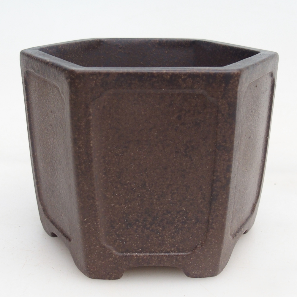 kerámia bonsai tál 11 x 10 x 8,5 cm, színe barnás okkersárga