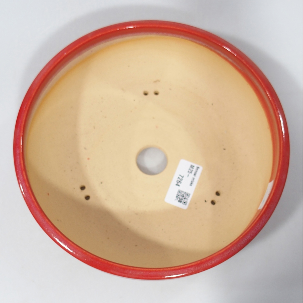 Kerámia bonsai tál 20,5 x 20,5 x 6 cm, piros színben