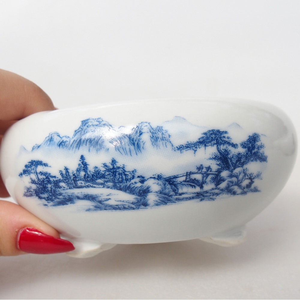 kerámia bonsai tál 10 x 10 x 5 cm, fehér színben