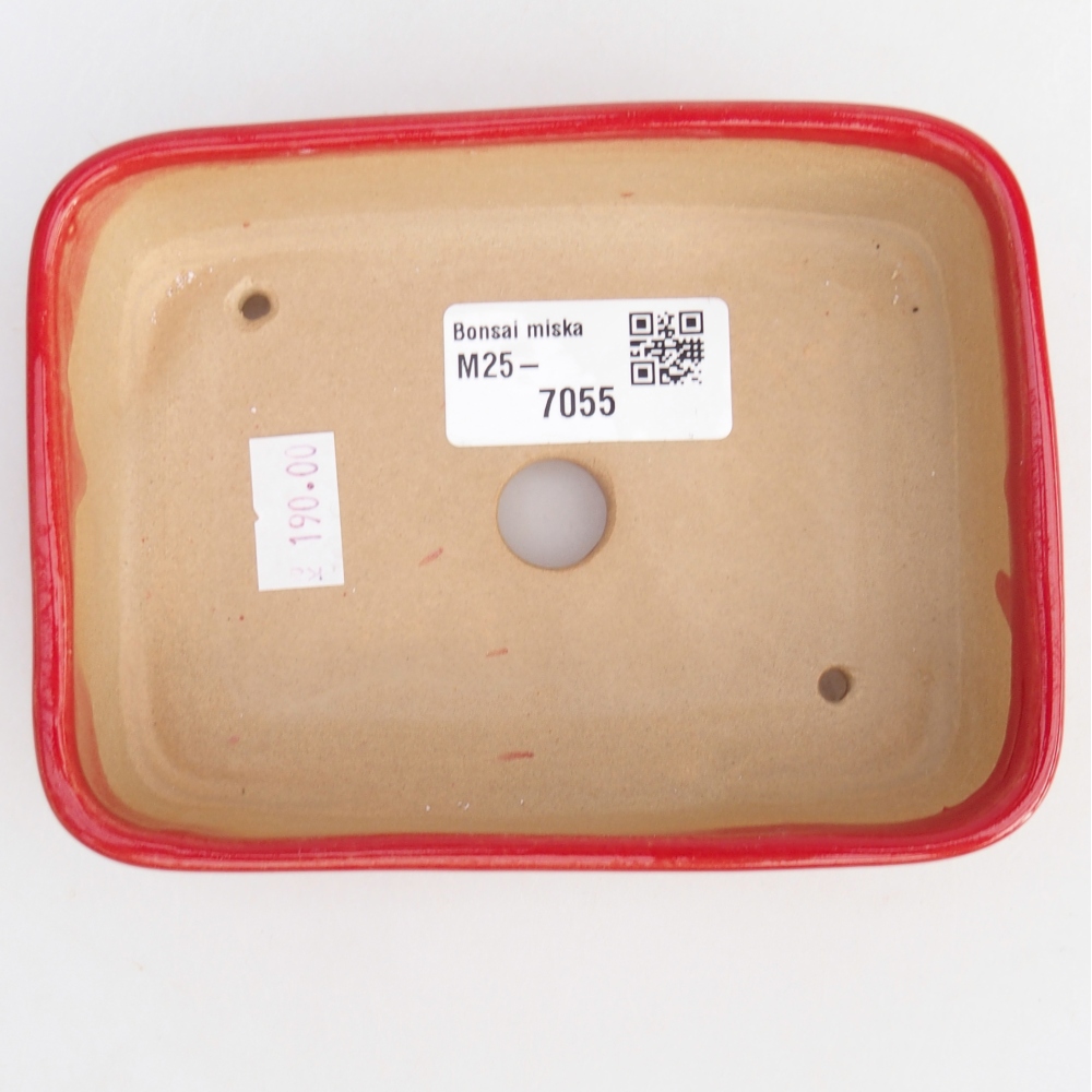 Kerámia bonsai tál 12,5 x 9,5 x 3,5 cm, piros színben