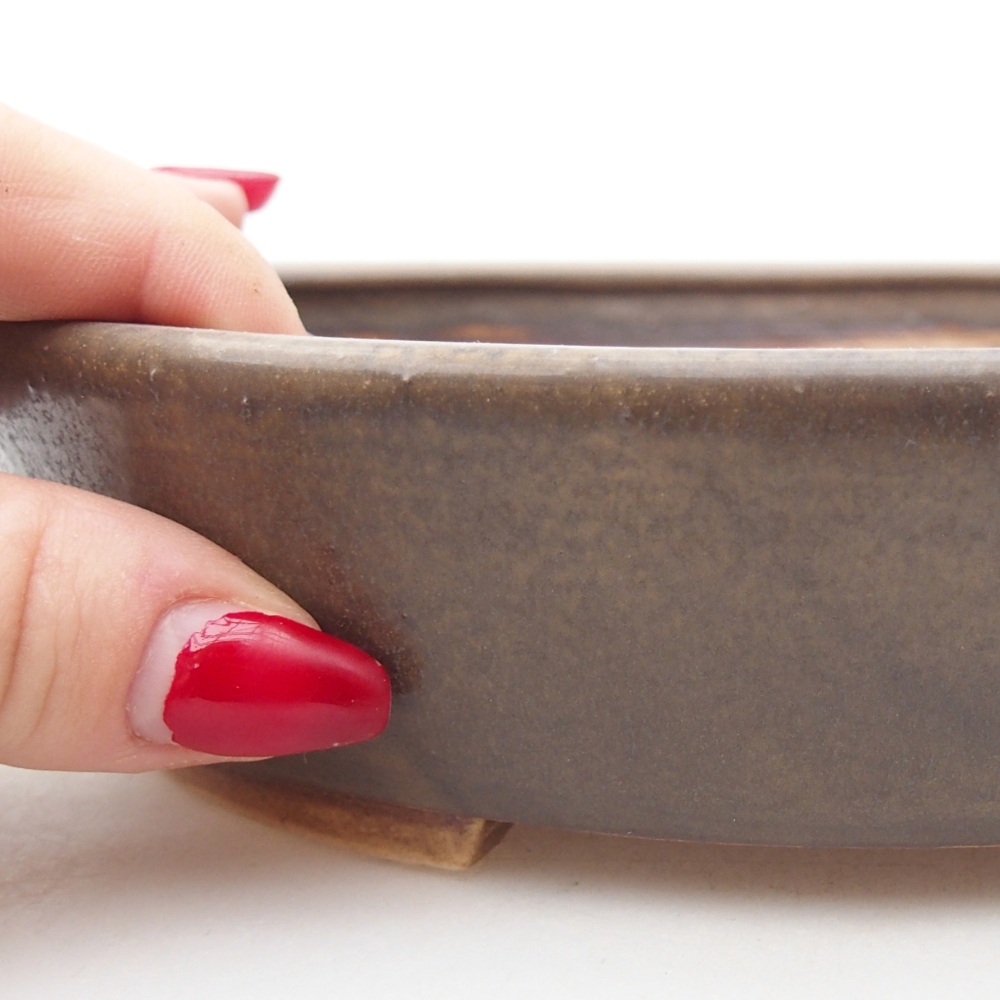 kerámia bonsai tál 18,5 x 16,5 x 4,5 cm, barna