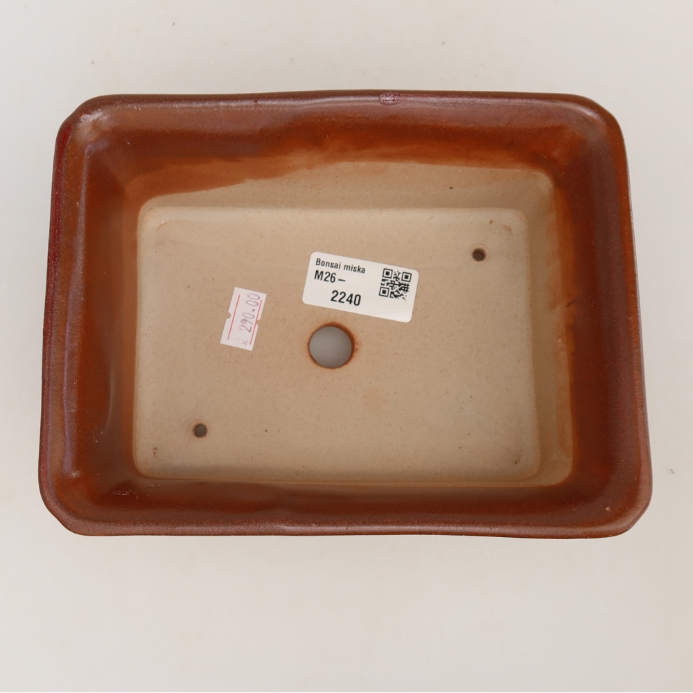 Kerámia bonsai tál, 18 x 14 x 7 cm, bordó színű