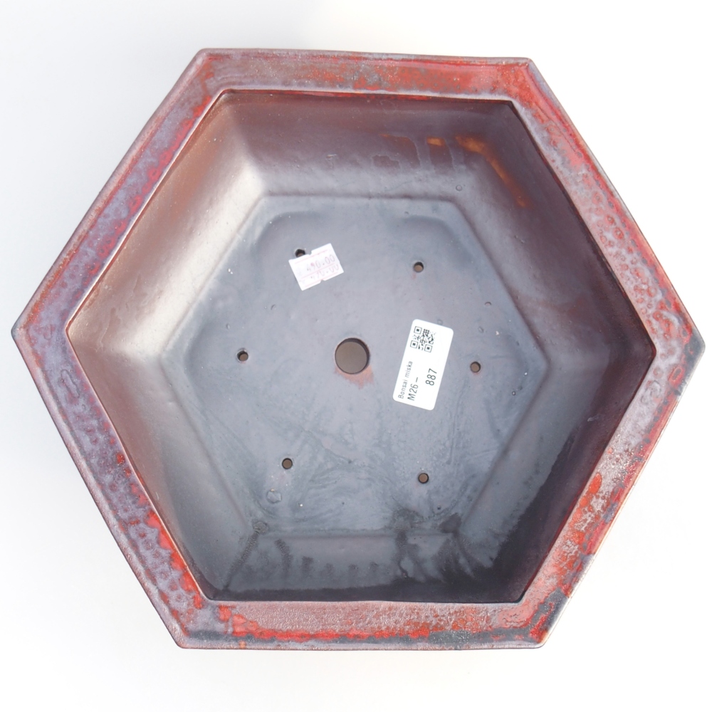 kerámia bonsai tál 24,5 x 20 x 4 cm, piros színű