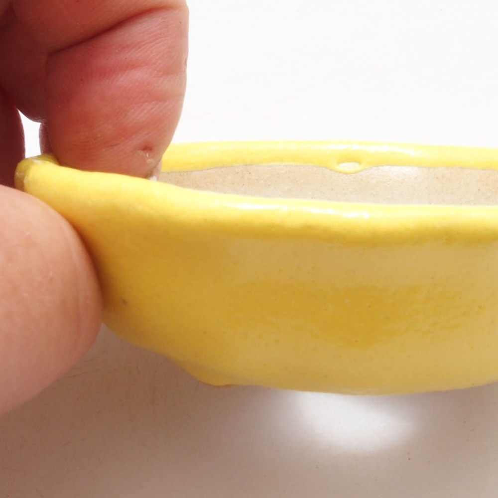 kerámia bonsai tál 7 x 7 x 2 cm, sárga