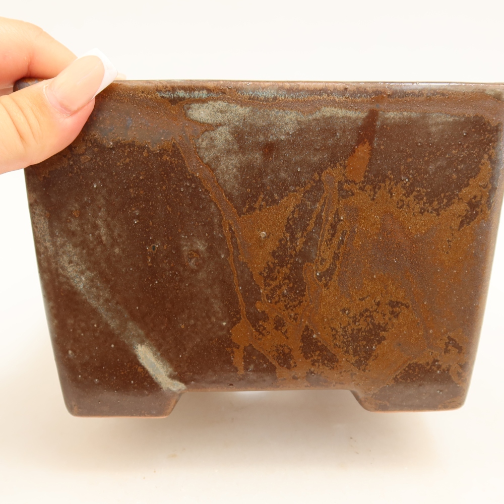 Kerámia bonsai tál, 15 x 15 x 10,5 cm, barna színű