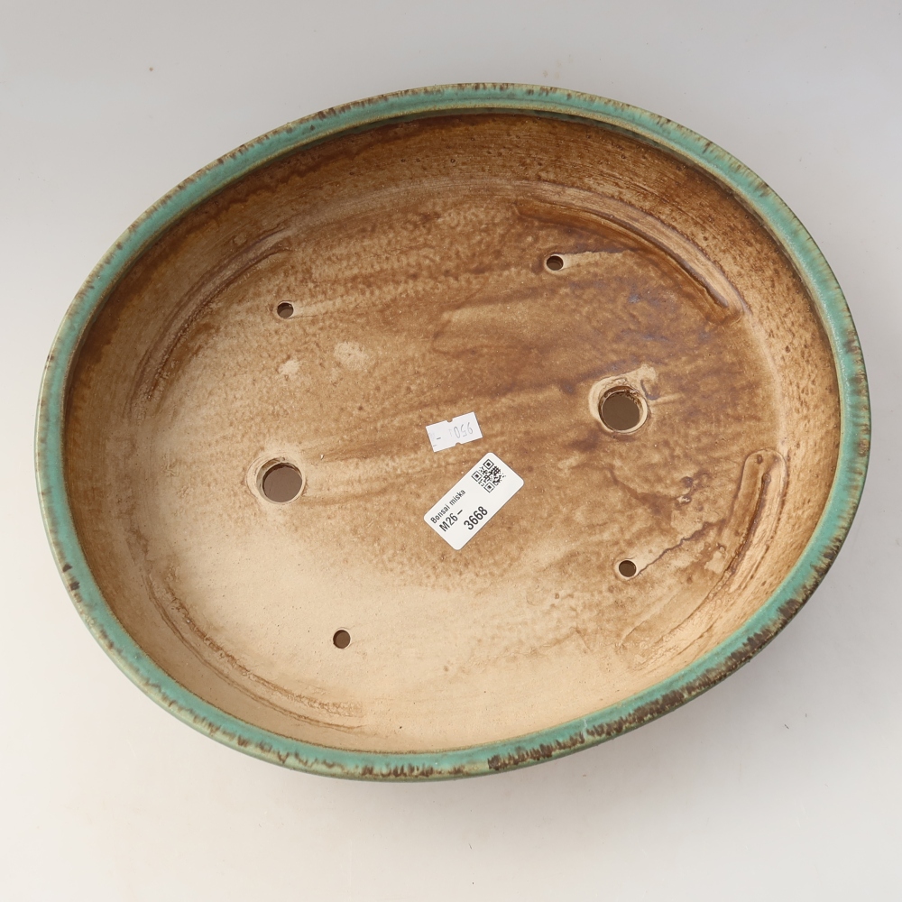 Kerámia bonsai tál, 32 x 27,5 x 6,5 cm, zöld színű