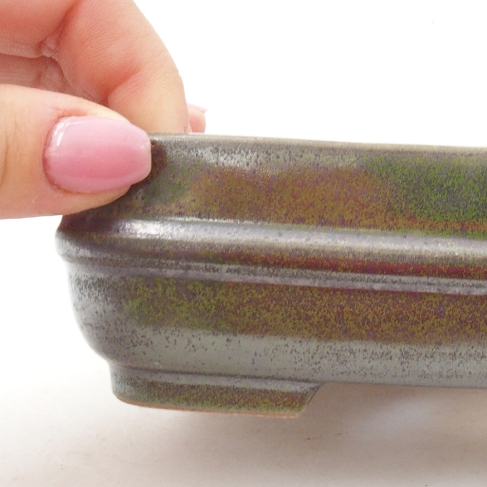 Kerámia bonsai tál 14 x 12,5 x 4,5 cm, zöld