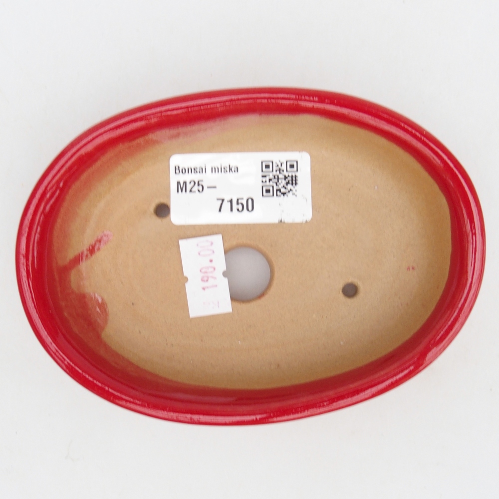 kerámia bonsai tál 12 x 8,5 x 3 cm, piros színben