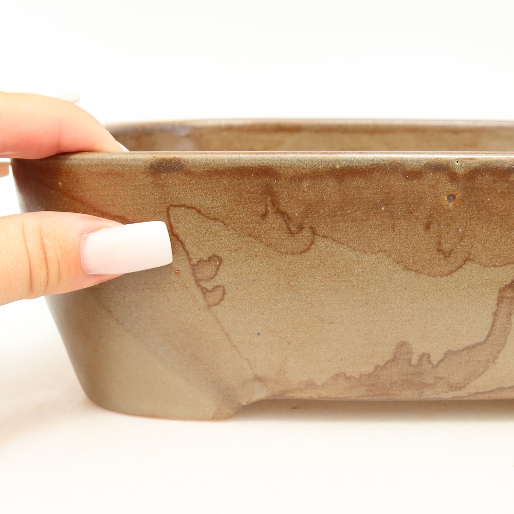 Kerámia bonsai tál, 23 x 17,5 x 7,5 cm, barna színű