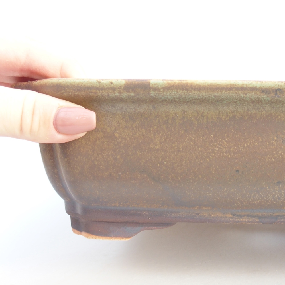 kerámia bonsai tál 28 x 22,5 x 7 cm, zöld-barna