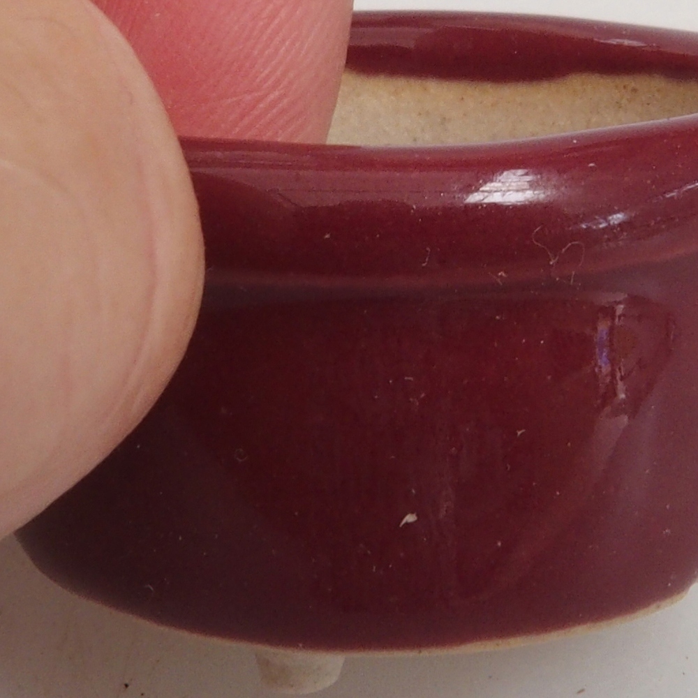 Mini bonsai tál 3,5 x 3,5 x 2 cm, bordó színben