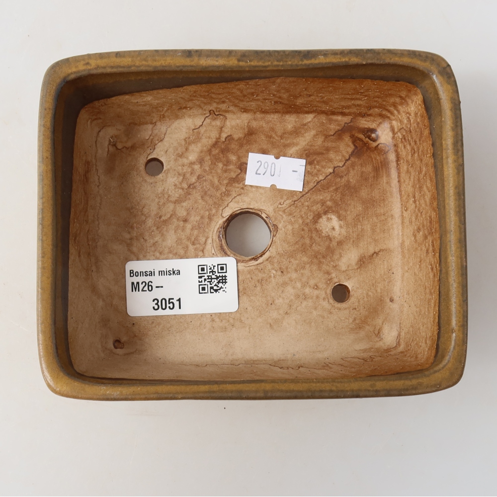Kerámia bonsai tál, 13,5 x 11 x 5 cm, barna színű