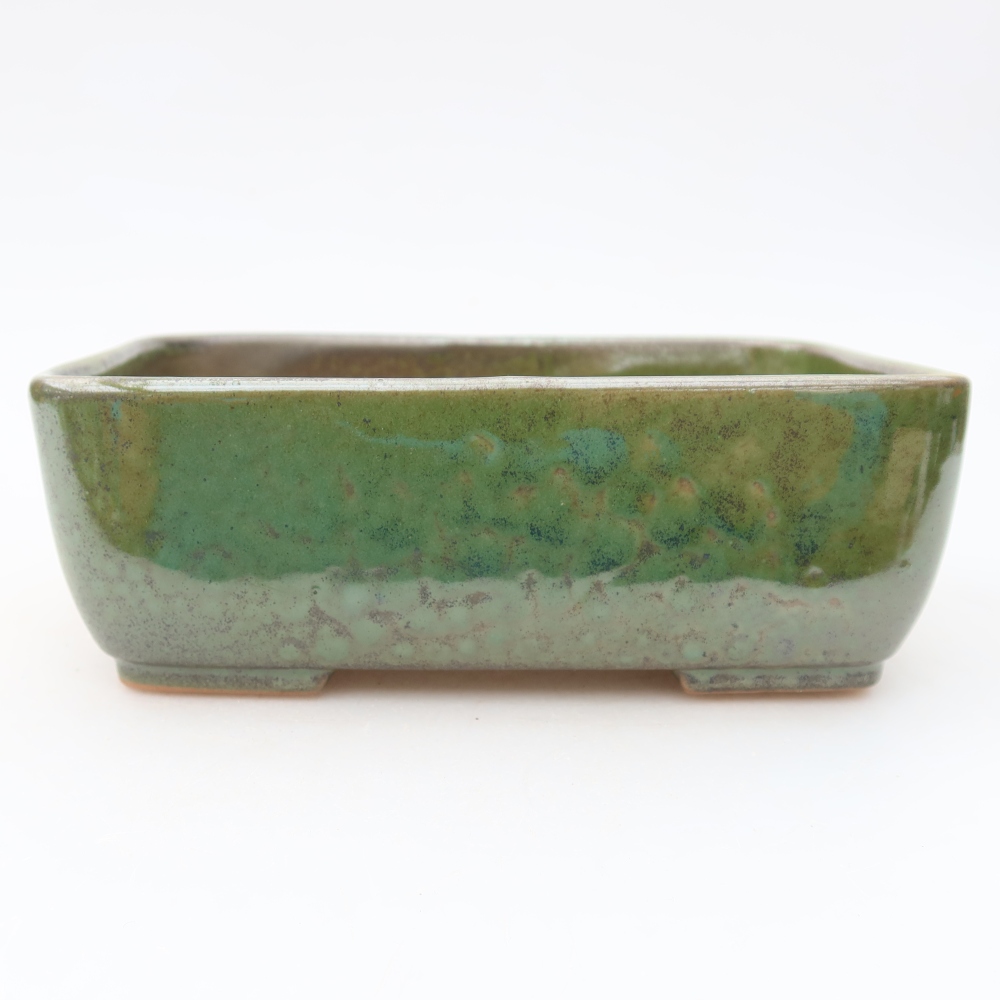Kerámia bonsai tál, 16 × 10,5 × 5,5 cm, zöld színű