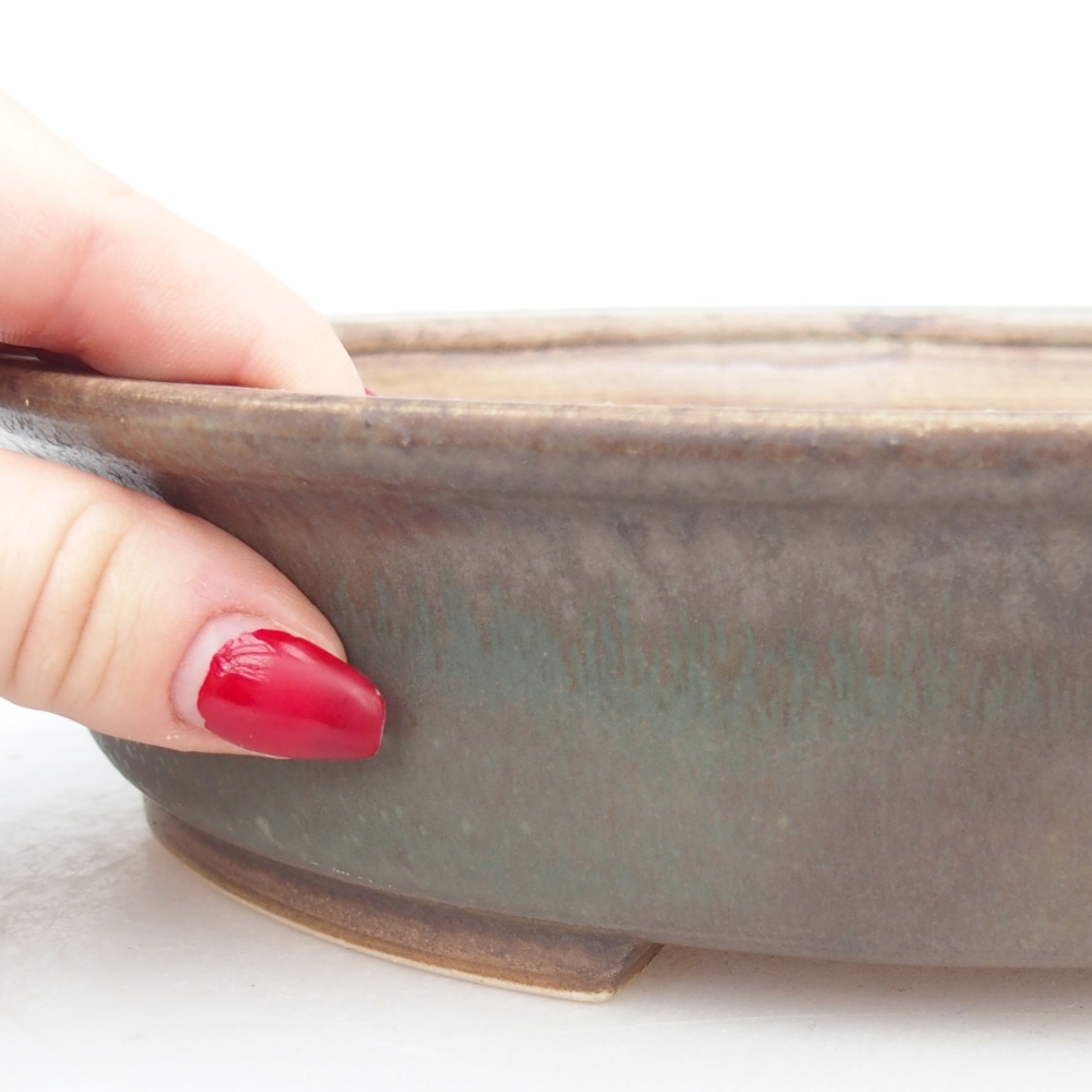 kerámia bonsai tál 26,5 x 24 x 5,5 cm, zöld