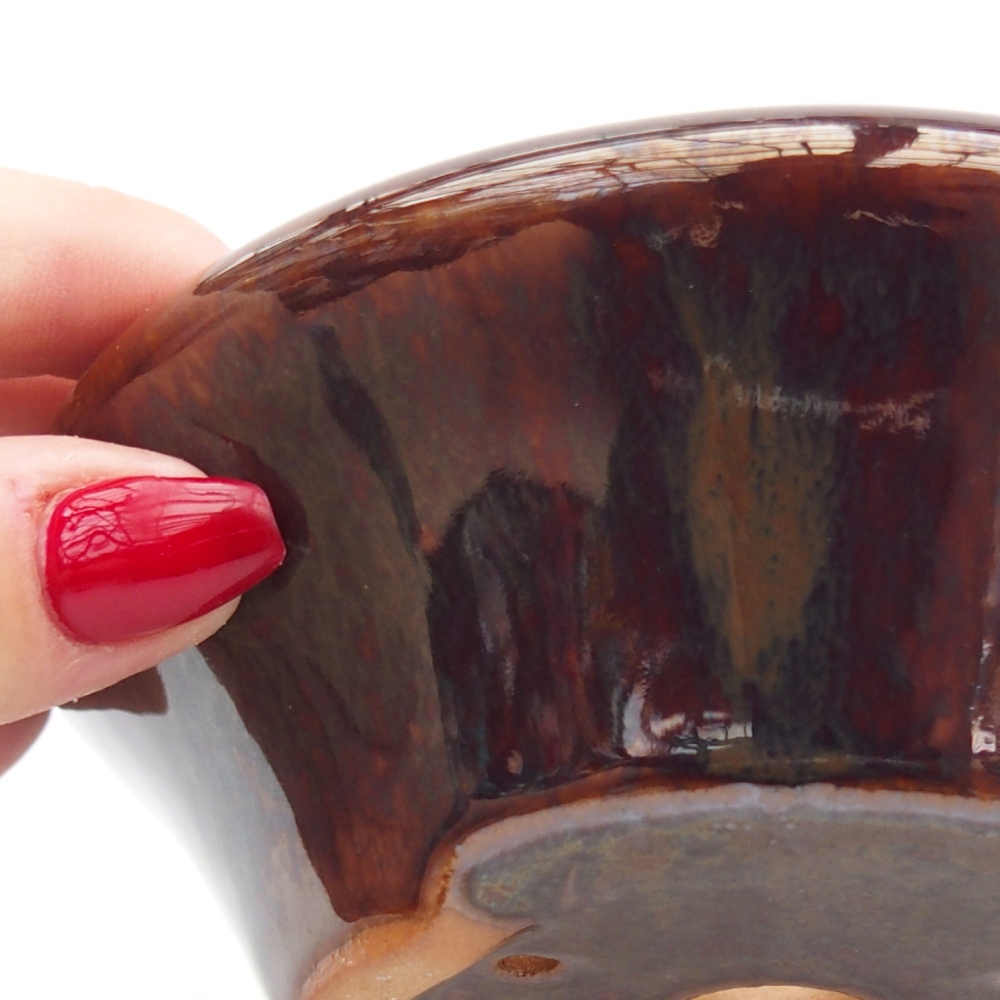 kerámia bonsai tál 13,5 x 13,5 x 5 cm, barna