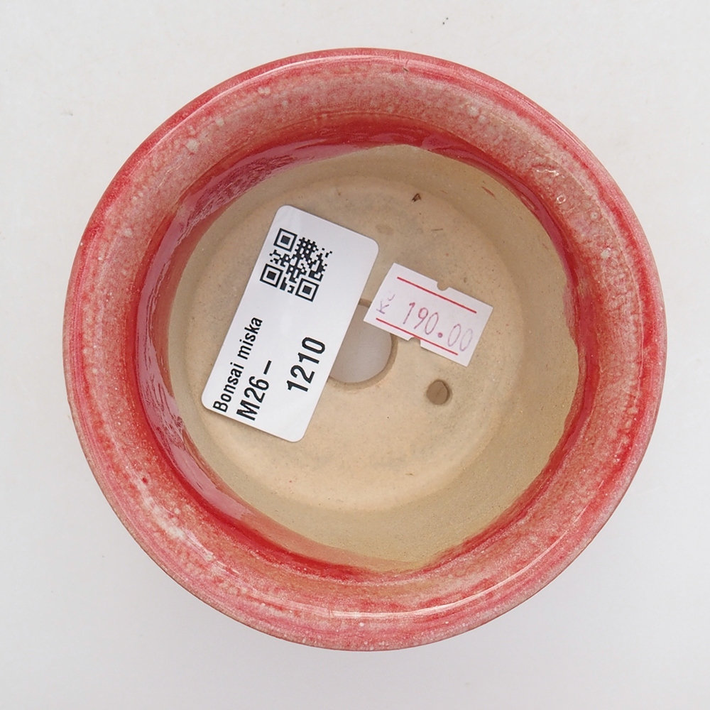 kerámia bonsai tál 9 x 9 x 5 cm, piros színben