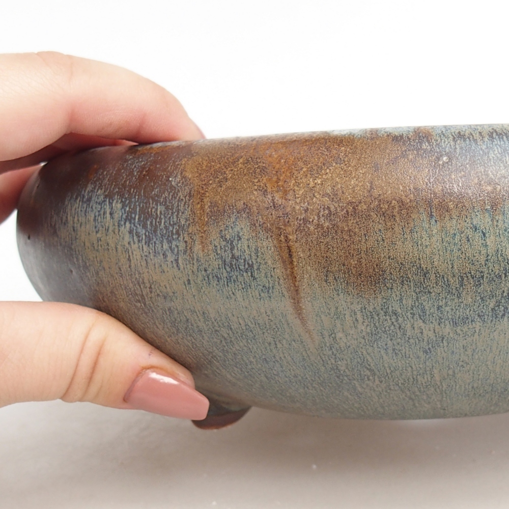 kerámia bonsai tál 21 x 21 x 7 cm, kék-szürke