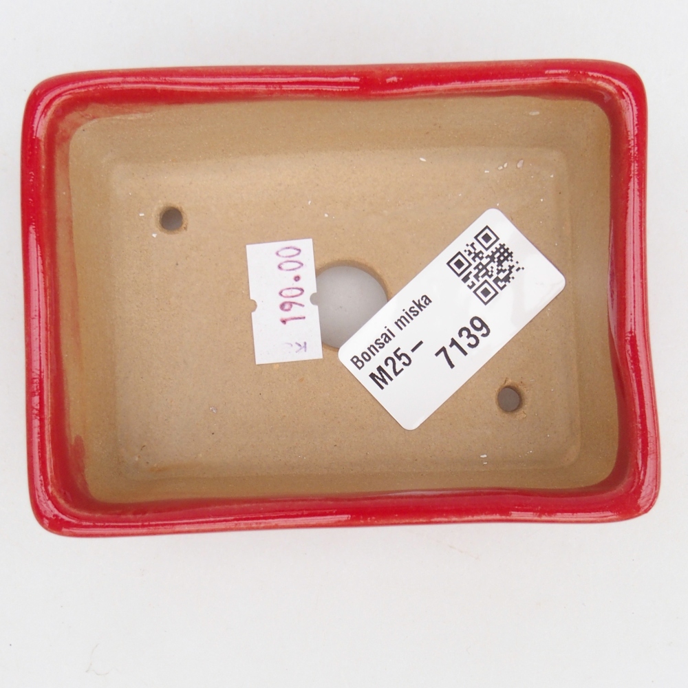 kerámia bonsai tál 9,5 x 7 x 3,5 cm, piros színben