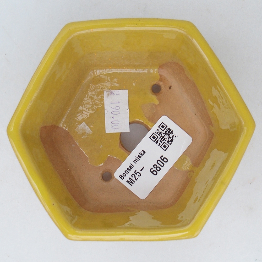 kerámia bonsai tál 10,5 x 9,5 x 5 cm, sárga