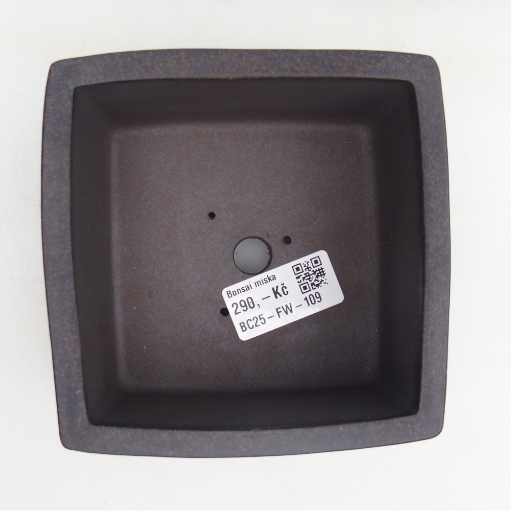 kerámia bonsai tál 12 x 12 x 6,5 cm, színe barnás okkersárga