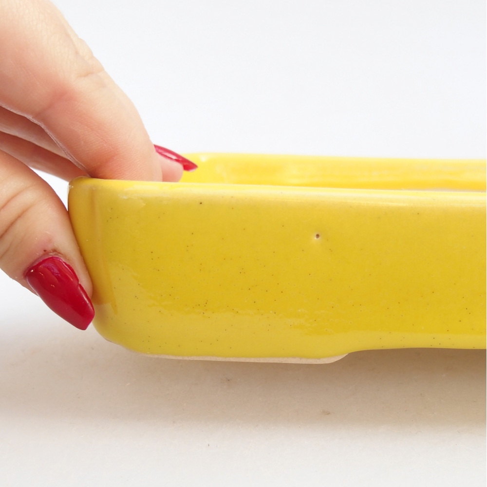 Kerámia bonsai tál 18,5 x 13,5 x 3,5 cm, sárga