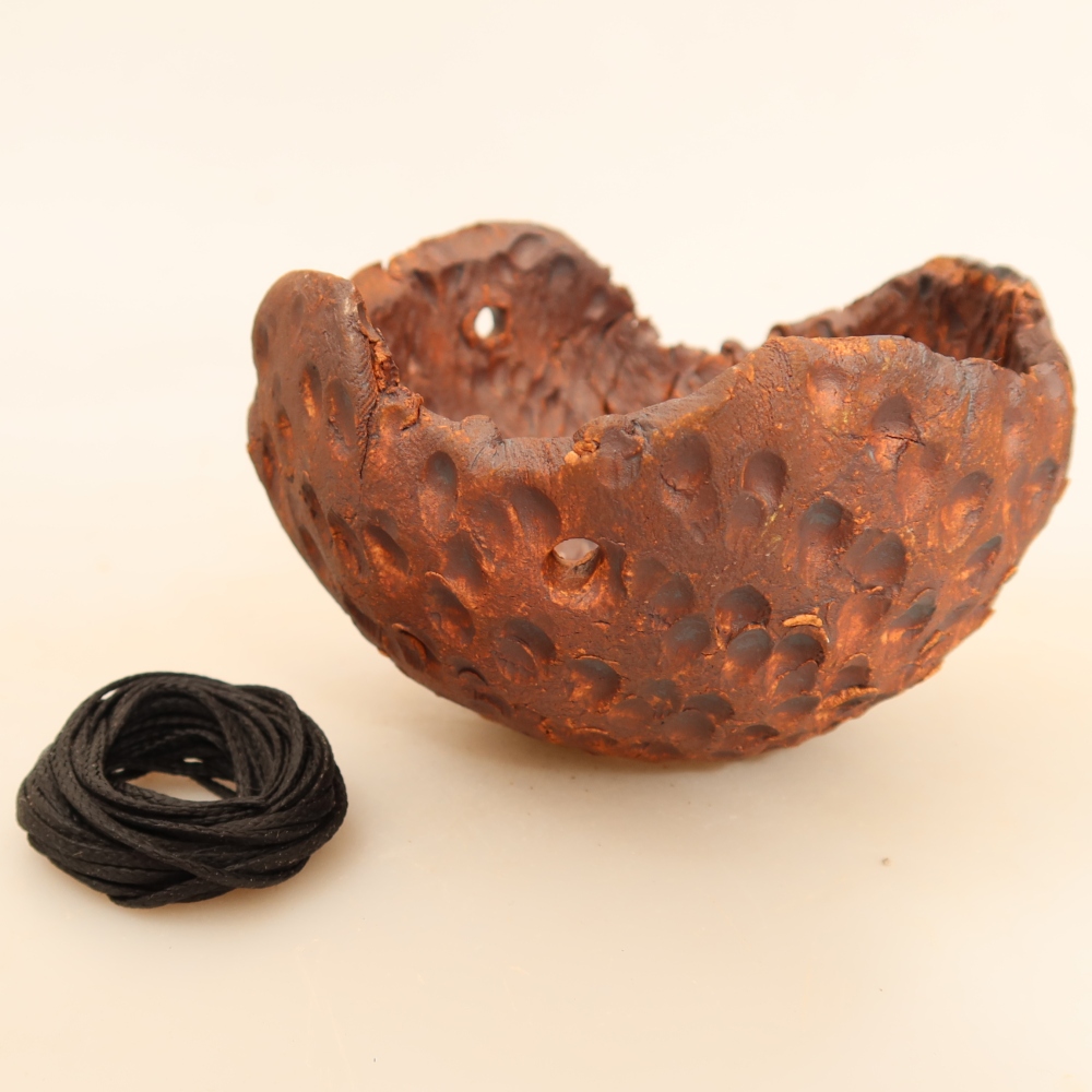 Kerámia kokedama-edény, 10 x 10 x 6,5 cm, barna színű