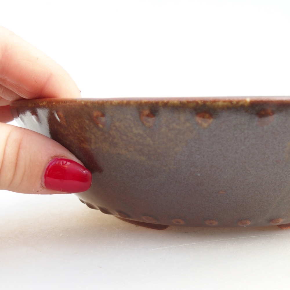 kerámia bonsai tál 17,5 x 17,5 x 5 cm, barna