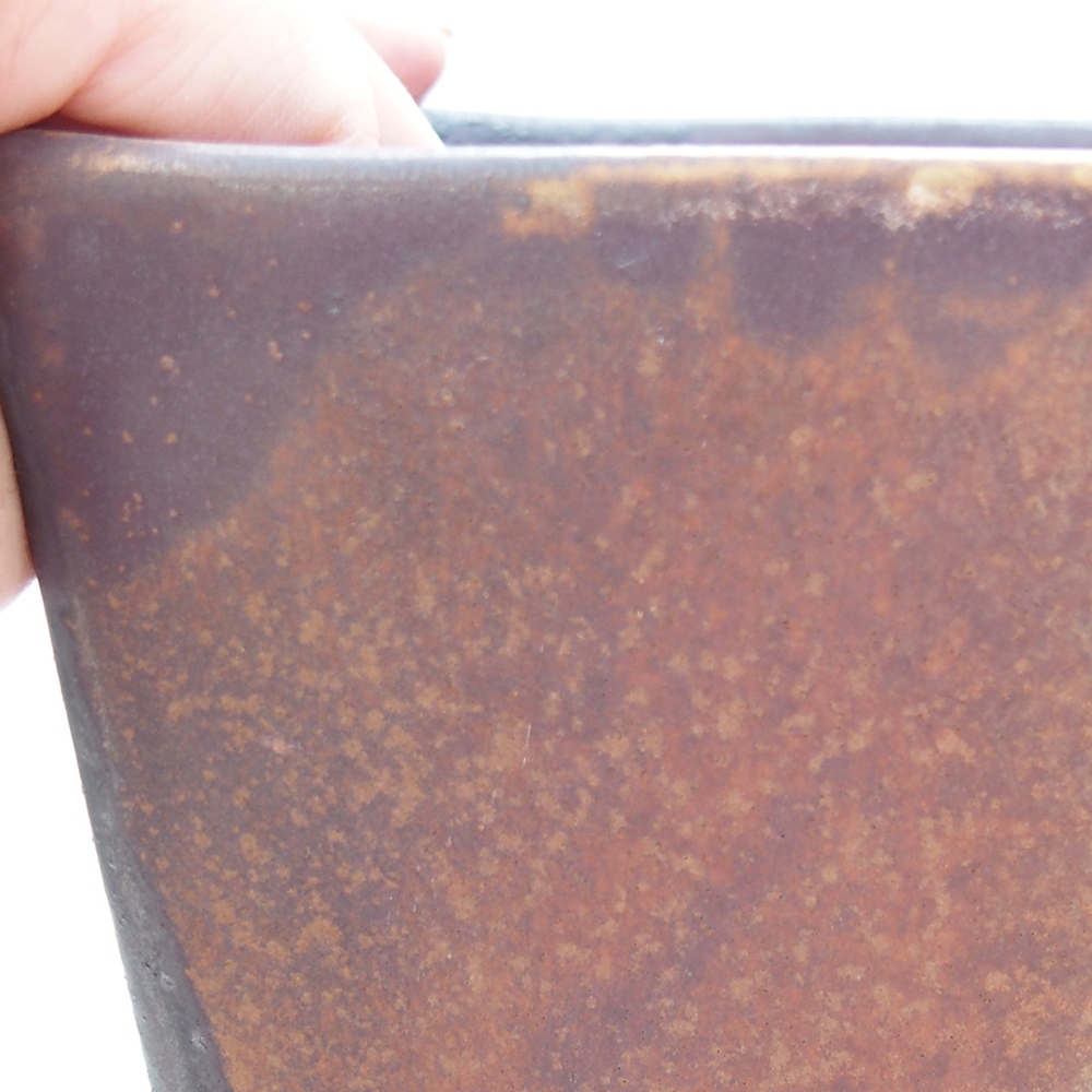 kerámia bonsai tál 15 x 15 x 19 cm, barna-zöld színben