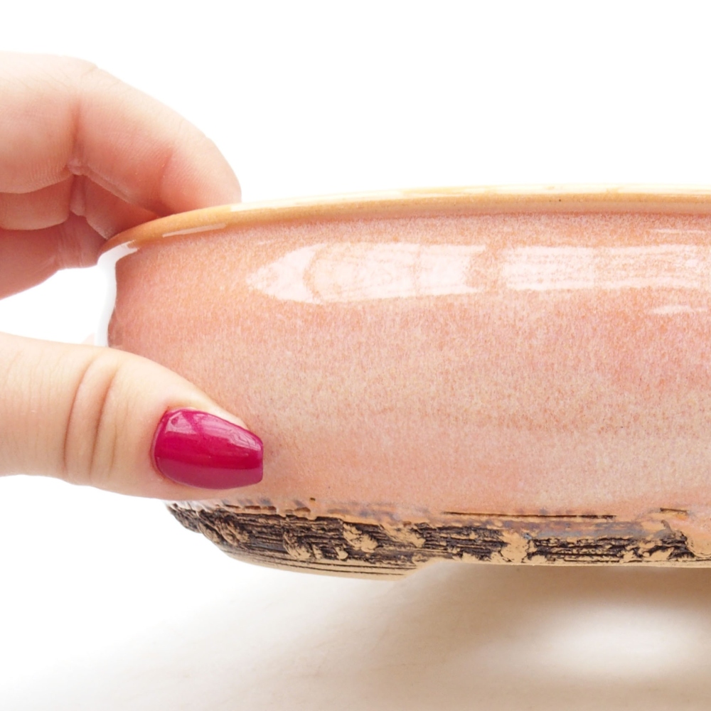 kerámia bonsai tál 20 x 20 x 5,5 cm, rózsaszínű