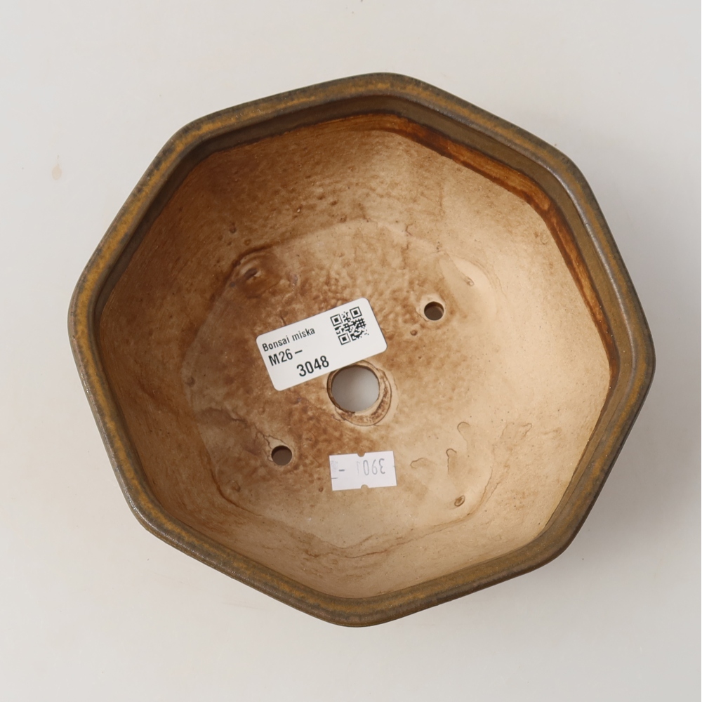 Kerámia bonsai tál, 17 x 16 x 6,5 cm, barna színű