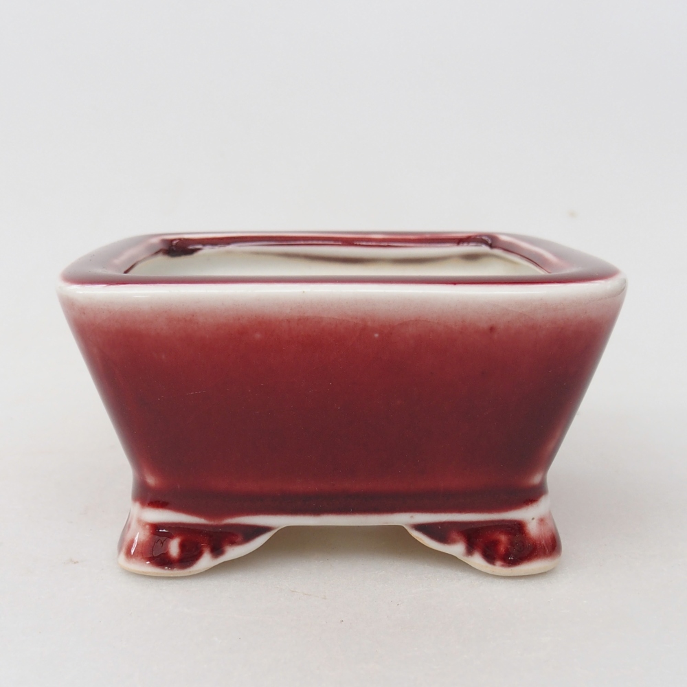 kerámia bonsai tál 9,5 x 9,5 x 5 cm, piros színű