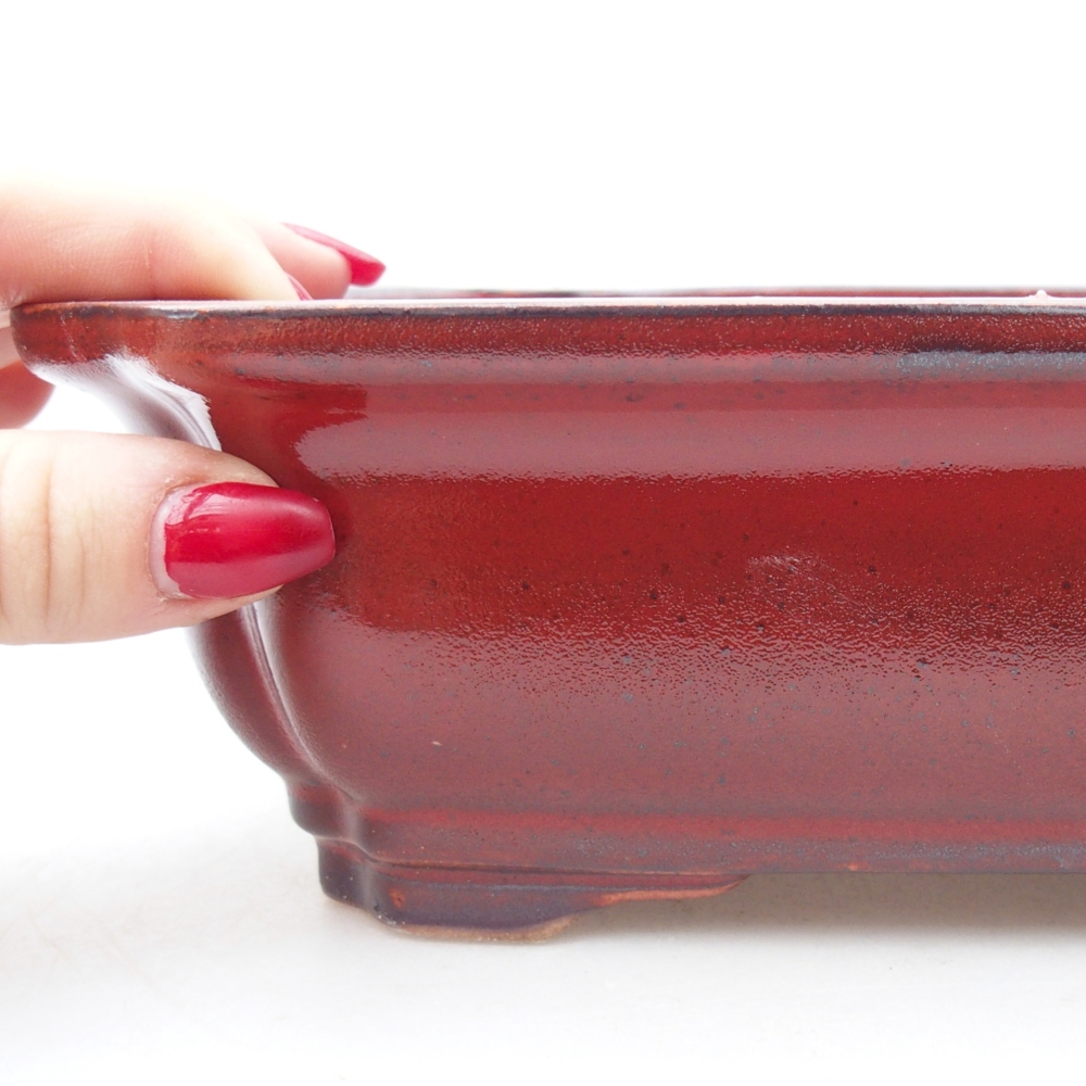 kerámia bonsai tál 28 x 22 x 7 cm, piros színben