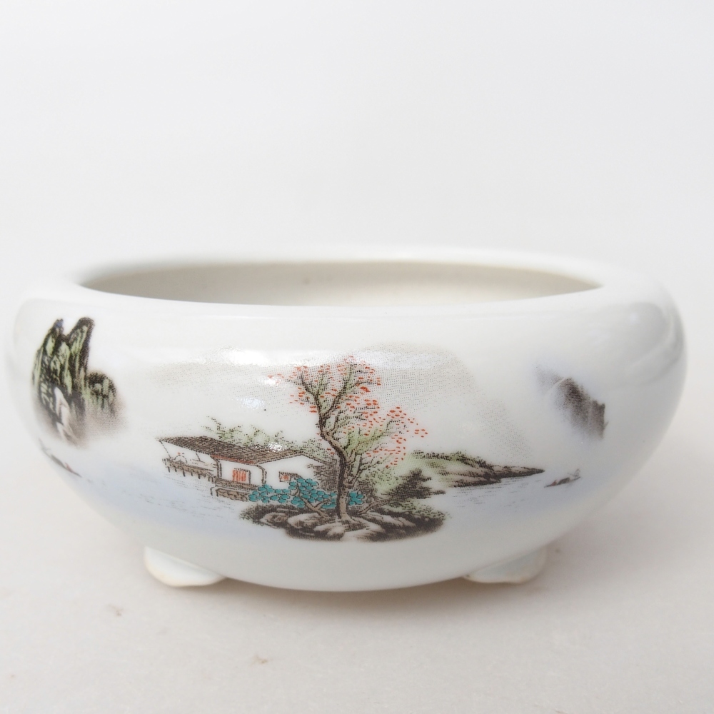 kerámia bonsai tál 10 x 10 x 5 cm, fehér színben