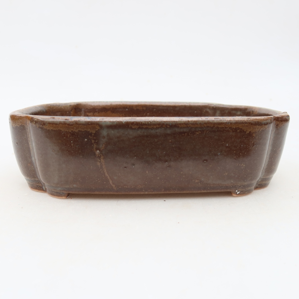 Kerámia bonsai-tál, 16 x 11,5 x 4 cm, barna színű