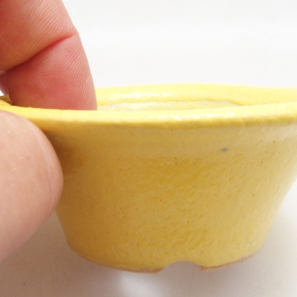 kerámia bonsai tál 7 x 7 x 2,5 cm, sárga