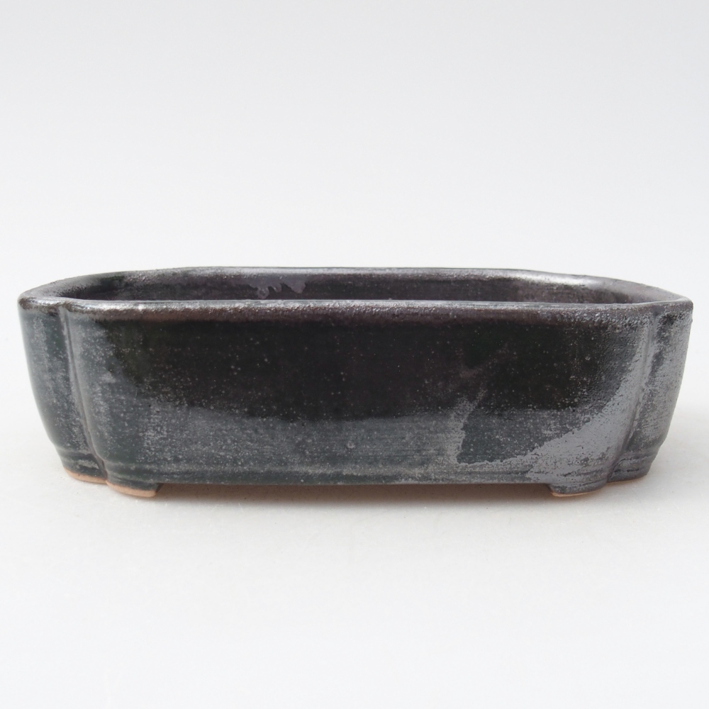 kerámia bonsai tál 16 x 11,5 x 4 cm, metál zöld