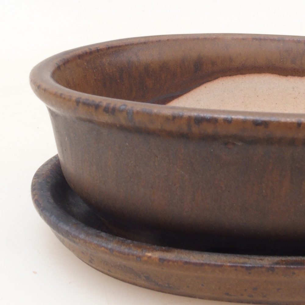 Bonsai tál + csészealj H04 - barna