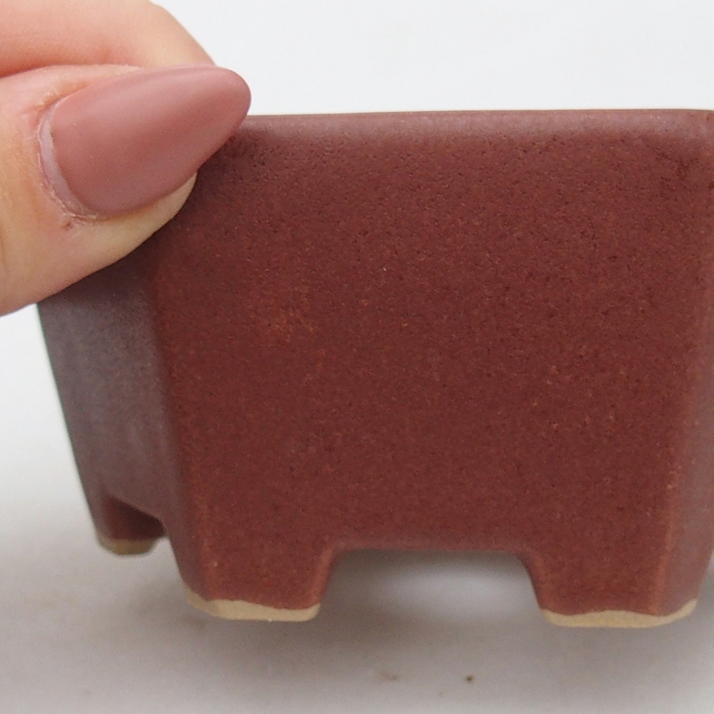 kerámia bonsai tál 10,5 x 9,5 x 5 cm, bordó színben