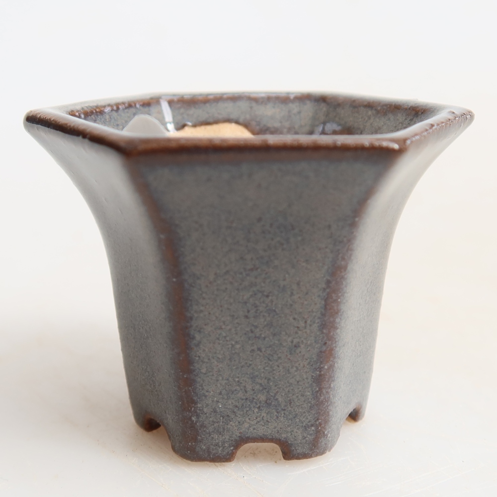 Kerámia bonsai-tál 4,5 x 4 x 3,5 cm, szín: szürke