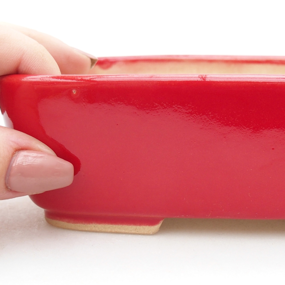 kerámia bonsai tál 15 x 12 x 4,5 cm, piros színben