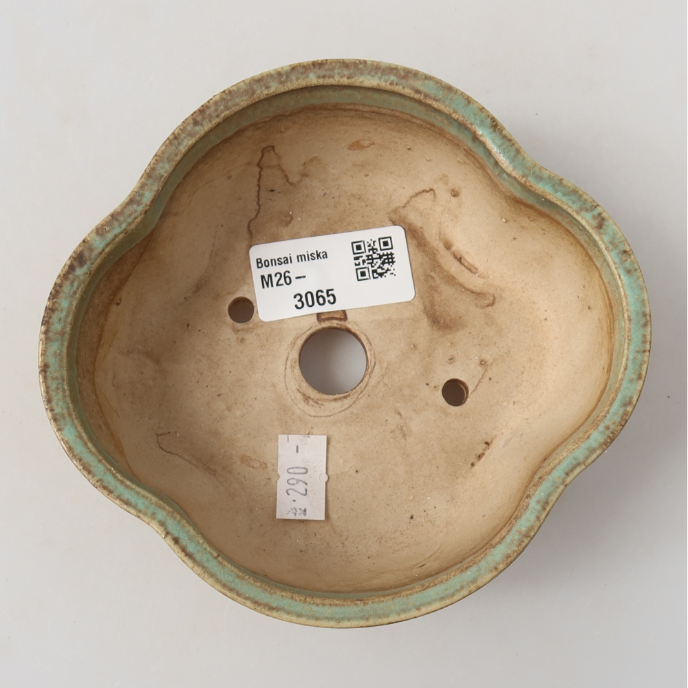 Kerámia bonsai-tál 13,5 x 12,5 x 5 cm, zöld színű