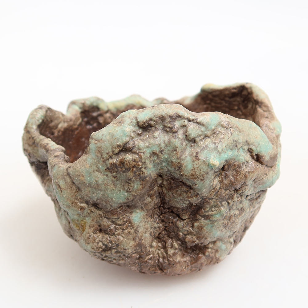 Kerámia kagyló 7 x 6 x 6 cm , zöld színű