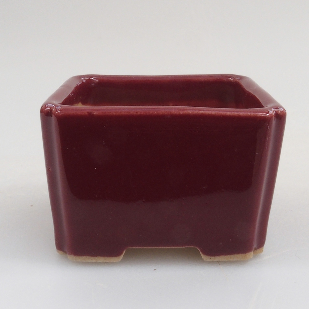 Mini bonsai tál 4,5 x 4,5 x 3 cm, bordó színben