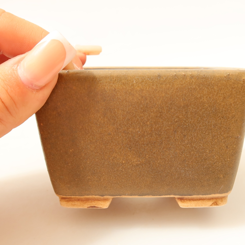 kerámia bonsai tál 8,5 x 8,5 x 5,5 cm, barna