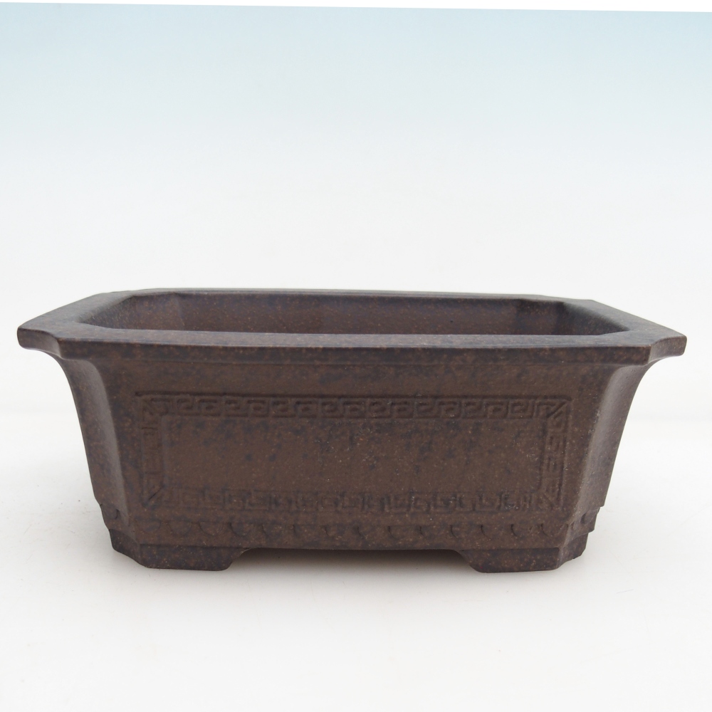 kerámia bonsai tál 15,5 x 10,5 x 6 cm, barnás okkersárga színben