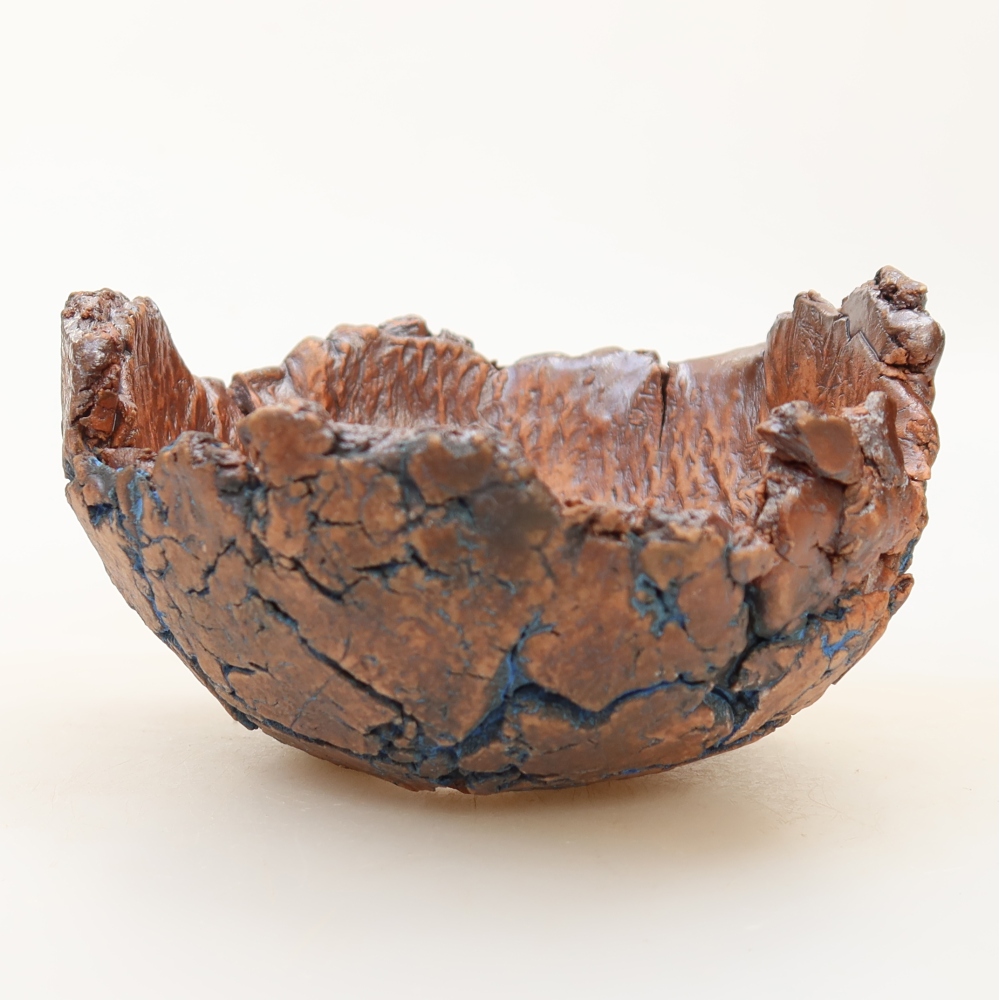 Kerámia héj, 11 × 10,5 × 6,5 cm, kék színű