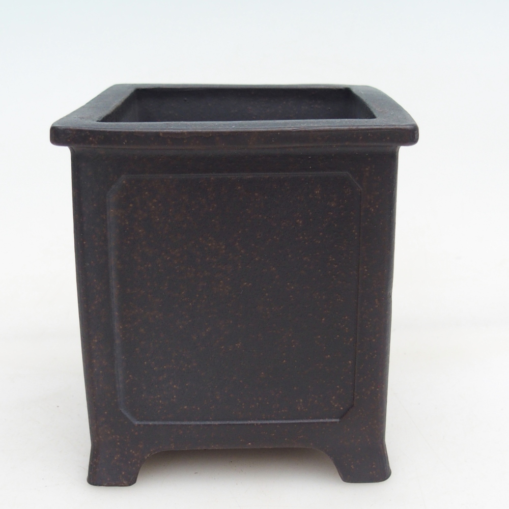 kerámia bonsai tál 9,5 x 9,5 x 10 cm, barnás okkersárga színben